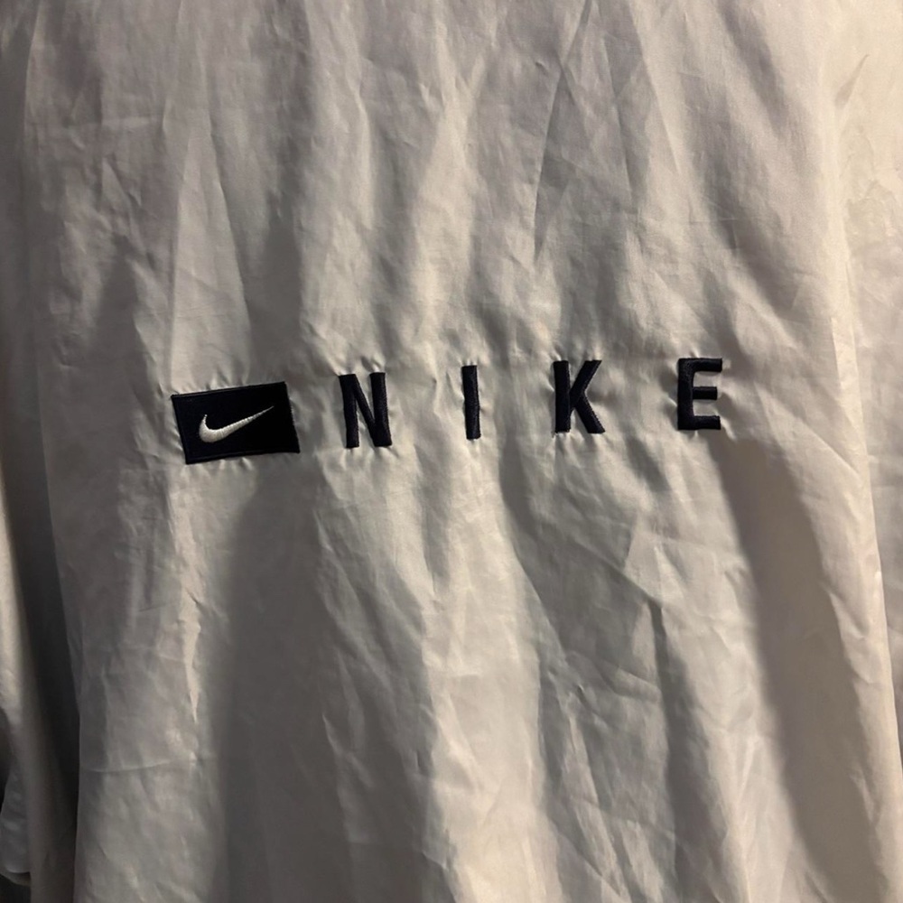 VTG 90s Nike Windbreaker Pullover Jacket XXL Gray Center Swoosh Logo Spellout - Picture 6 of 8